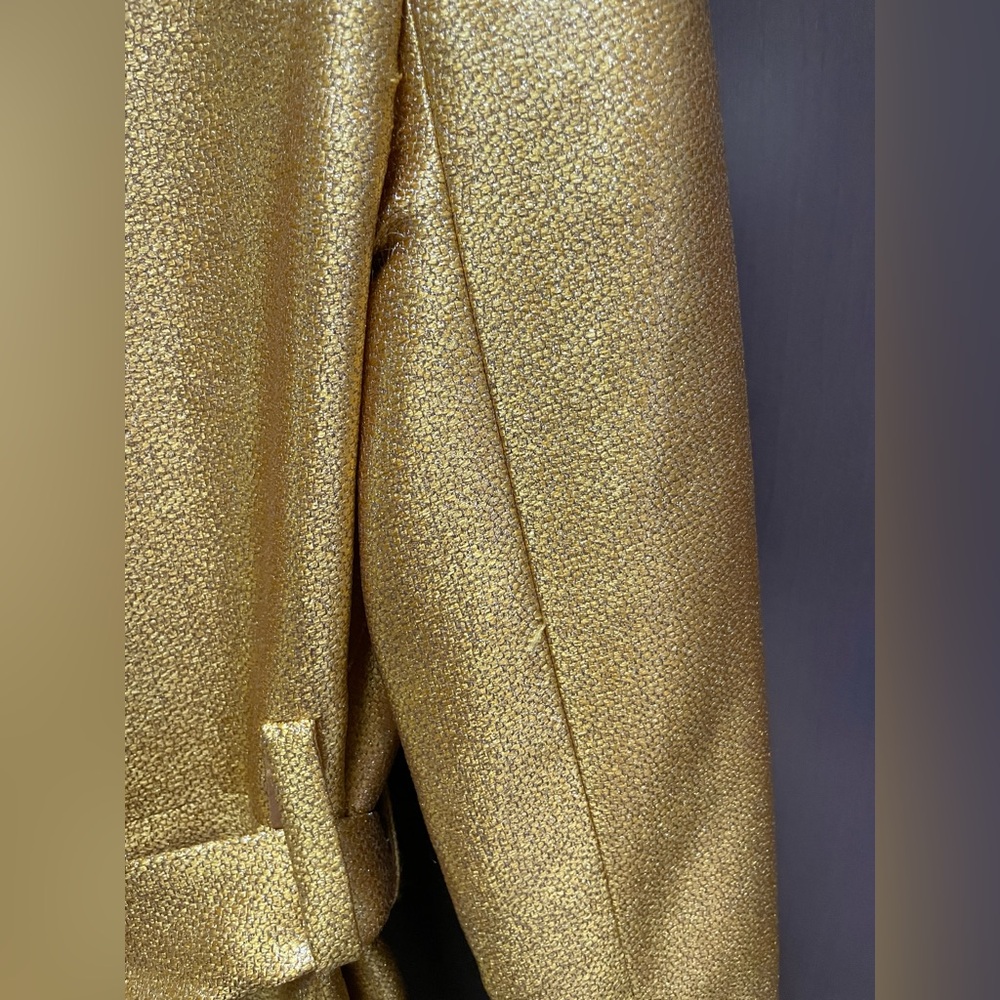 Carven Yellow Metallic Mini Belted Dress with Crystal Detail Size 38 - Picture 11 of 13
